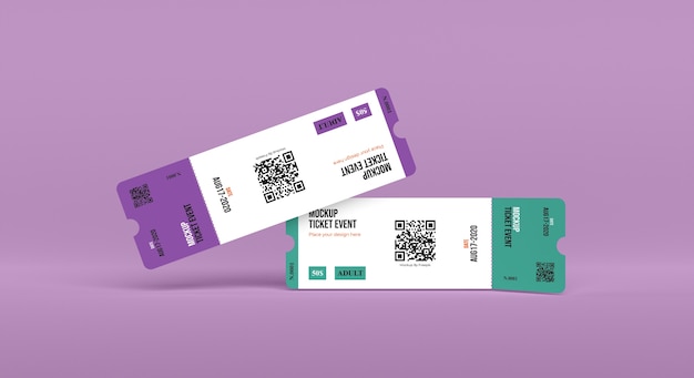 Paper ticket mock-up with qr code