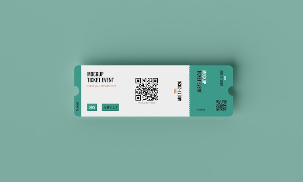 Paper ticket mock-up with qr code