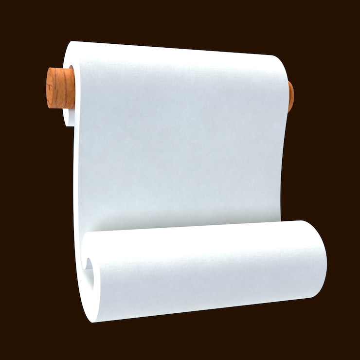 PSD paper towel roll on wooden holder