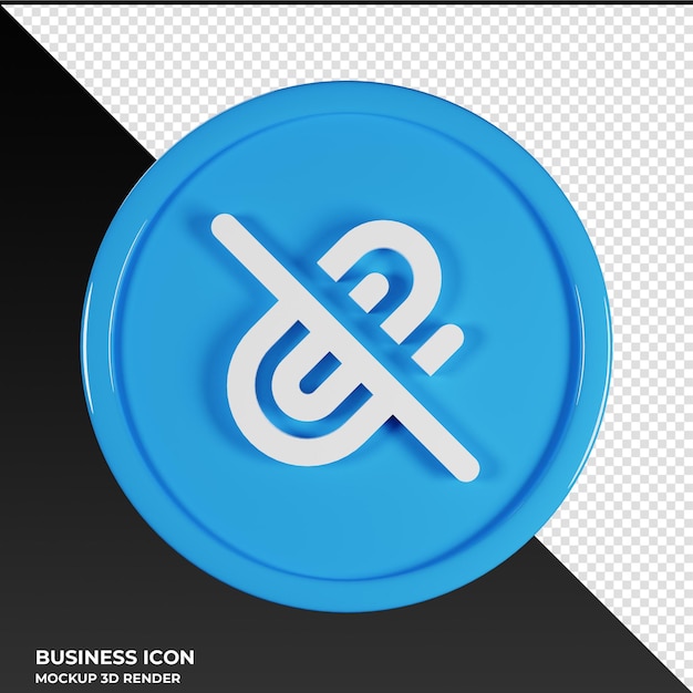 Paperclip Slash Business Icon 3D Render Illustration