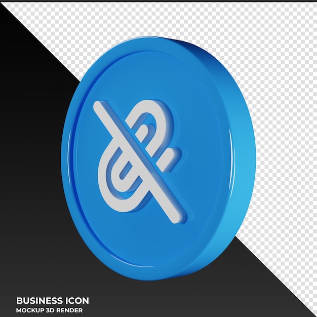 Paperclip Slash Business Icon 3D Render Illustration