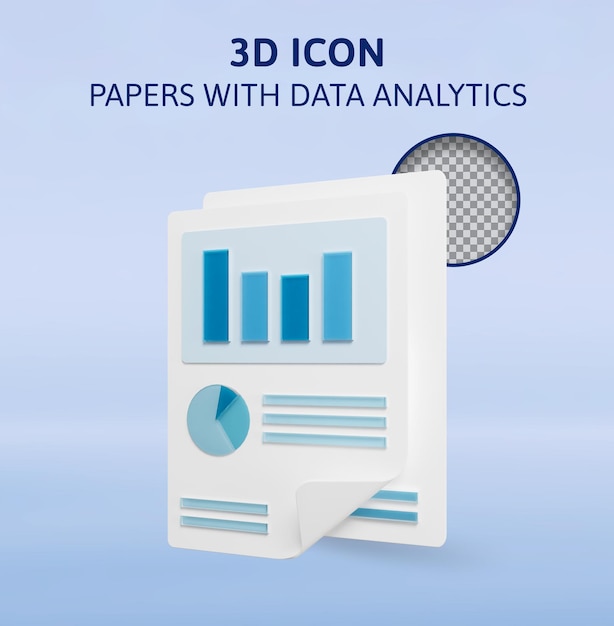 papers with charts and diagrams 3d rendering illustration