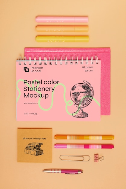 PSD papeterie pastel colorée