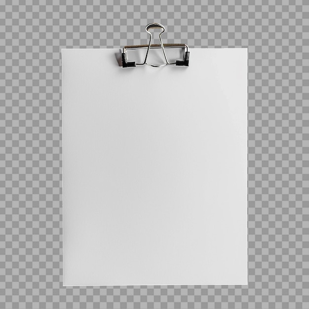 PSD papier blanc avec clip isolé sur fond transparent png