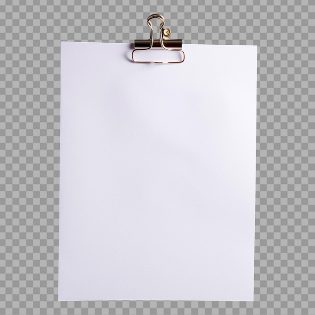 PSD papier blanc avec clip isolé sur fond transparent png