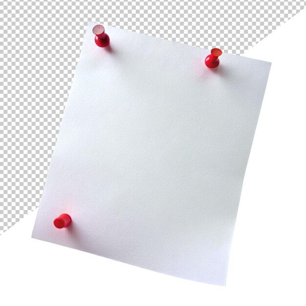 PSD papier blanc épinglé avec un fond transparent