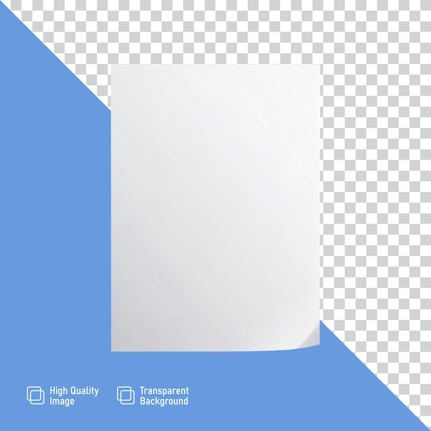 Papier blanc isolé sur un fond transparent