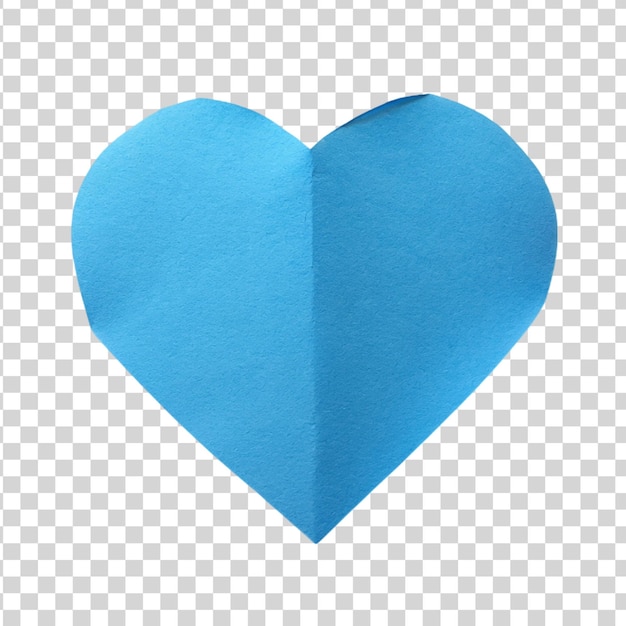 PSD papier bleu en forme de cœur isolé sur fond transparent
