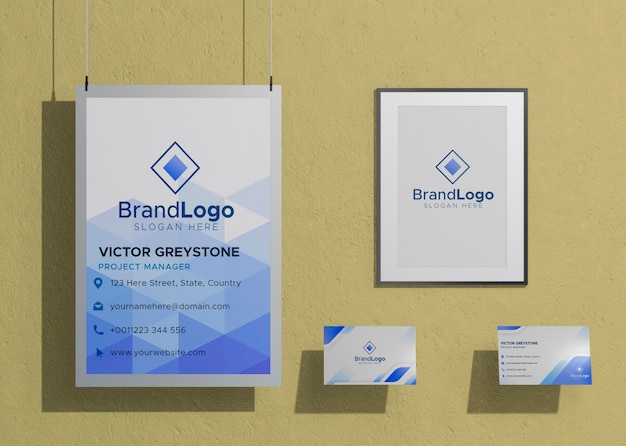 PSD papier-maquette d'entreprise avec logo d'entreprise encadré