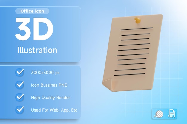 Papier et papier pin illustration 3d