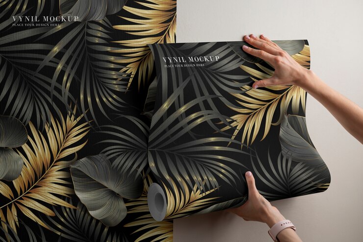 PSD papier peint en vinyle à motif de feuilles