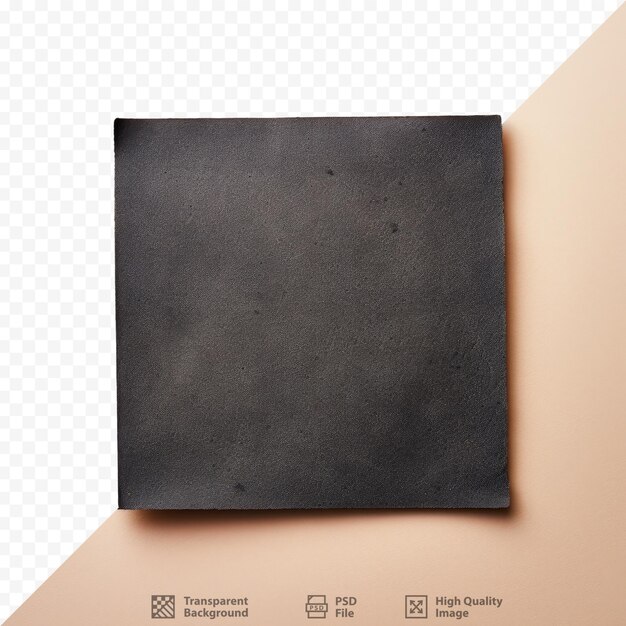 PSD papier à sable noir sale avec surface abrasive affiché sur un fond transparent