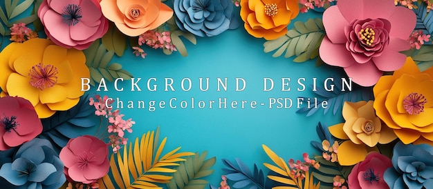 Papierblumenbucket auf blauem Hintergrund