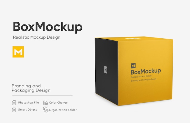 PSD papierbox mockup - halbe seitenansicht