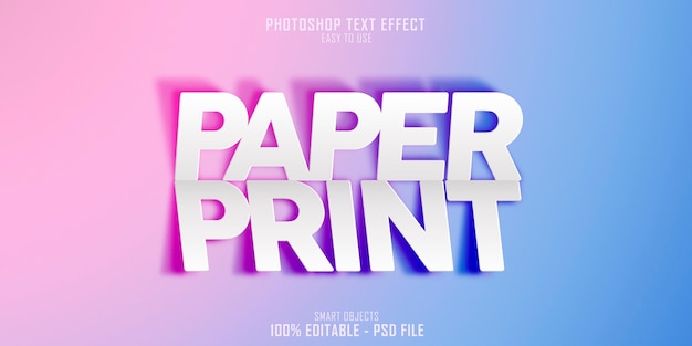 PSD papierdruck 3d-textstil-effektvorlage