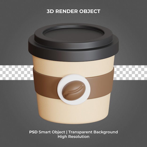 Papierkaffeetasse 3d render isoliert premium psd