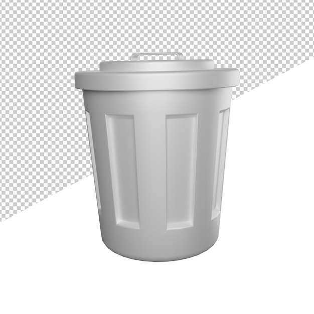 Papierkorb-Seitenansicht 3D-Rendering-Illustrationssymbol mit transparentem Hintergrund