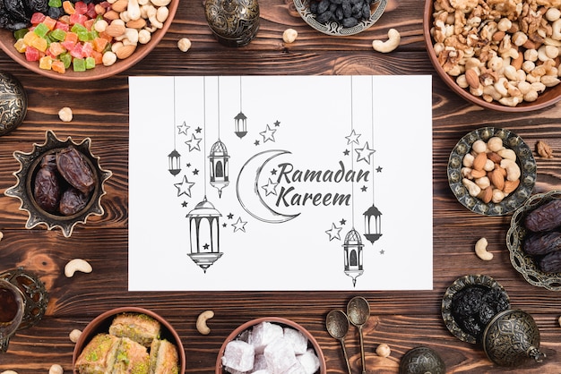 PSD papiermodell mit ramadan-konzept