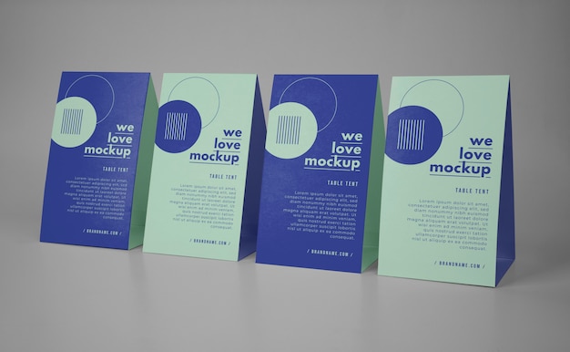 PSD papiertisch zelt flyer mockup