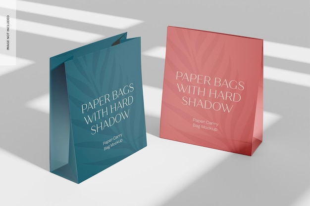 Papiertragetaschen Mockup, linke und rechte Ansicht