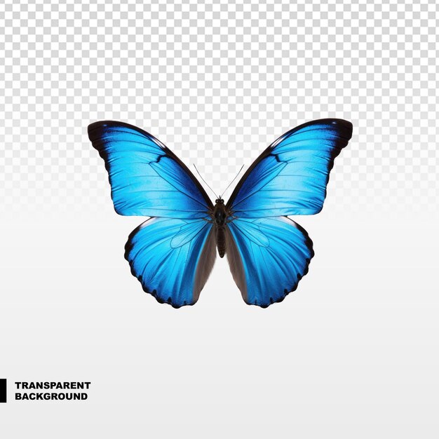 PSD un papillon bleu sur un fond transparent