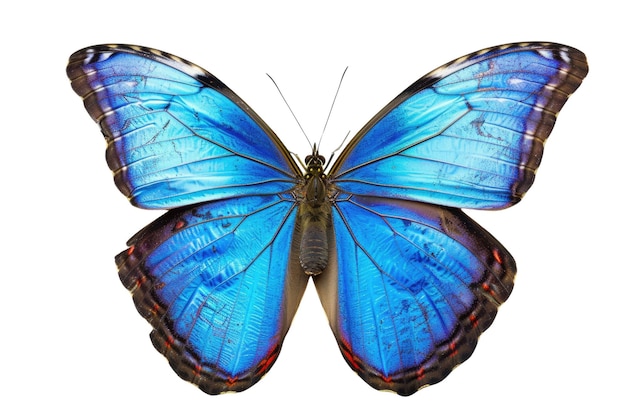 Papillon bleu isolé sur fond blanc Photographie de nature en studio AIG57