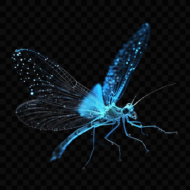 PSD un papillon bleu avec une lumière bleue dessus