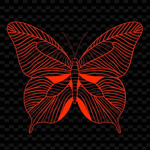 PSD un papillon coloré avec des couleurs rouges et orange sur un fond noir