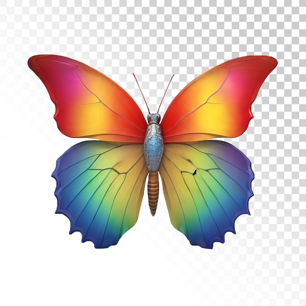 PSD un papillon coloré avec un fond blanc et une bordure noire