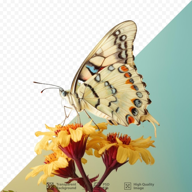 Un papillon coloré perché sur une fleur dorée d'une plante médicinale