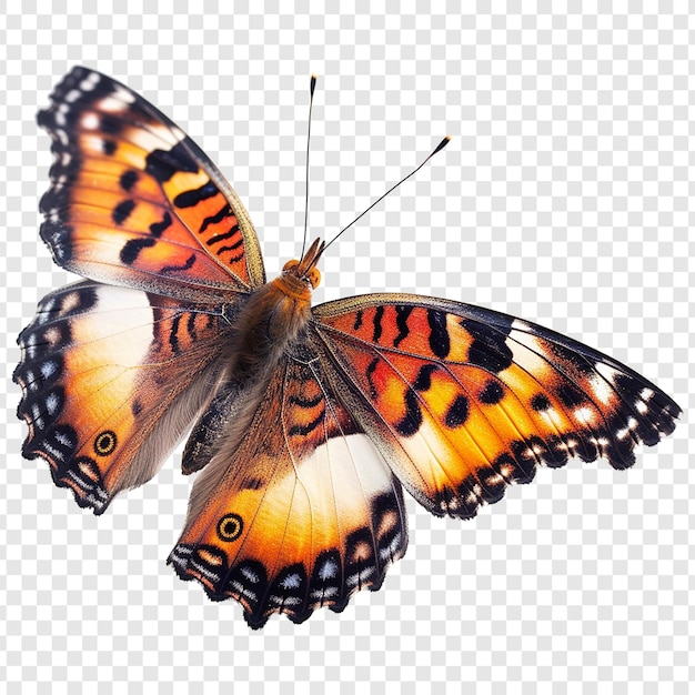 PSD papillon étonnant de près png fond blanc transparent mouche ailes isolées vol crier