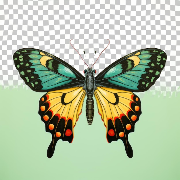 PSD un papillon avec un fond vert avec une image d'un papillon