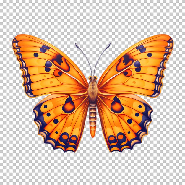 PSD papillon jaune sur fond transparent