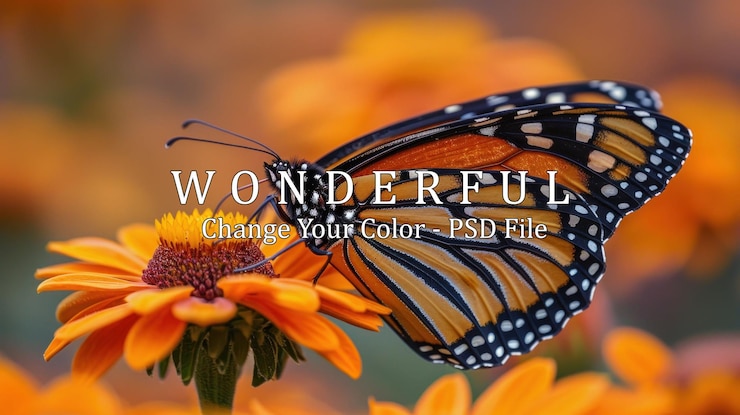 PSD le papillon monarque sur une fleur