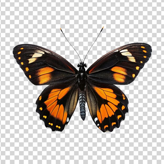 PSD papillon noir et orange isolé sur un fond transparent