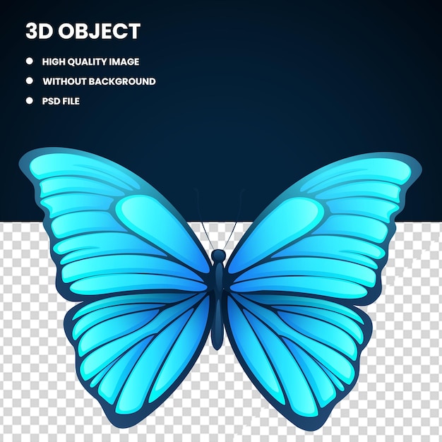 PSD papillon sarcelle 3d