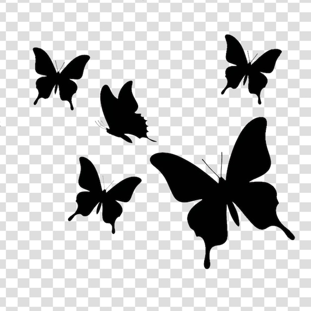 des papillons sur un fond transparent