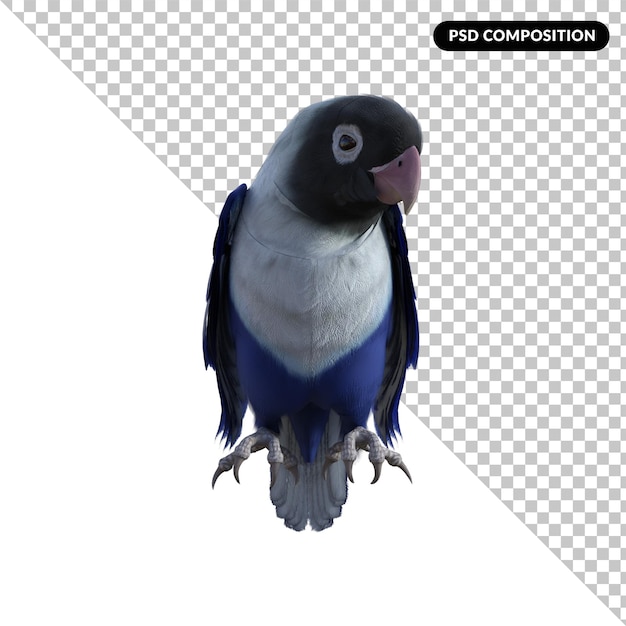 Pappagallo animale uccello isolato rendering 3d