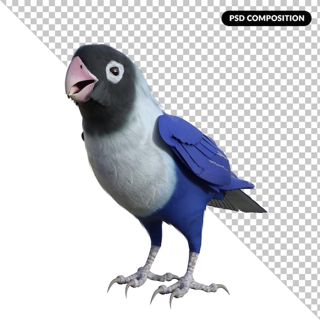 Pappagallo animale uccello isolato rendering 3d
