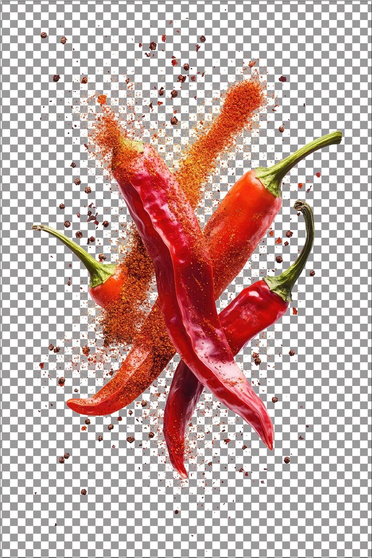 Paprika Añade una especia suave y un color vibrante a la comida Hiperrealista Blanco aislado sencillo Transparencia