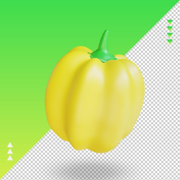 Paprika Jaune Végétal 3d Rendant La Vue Droite