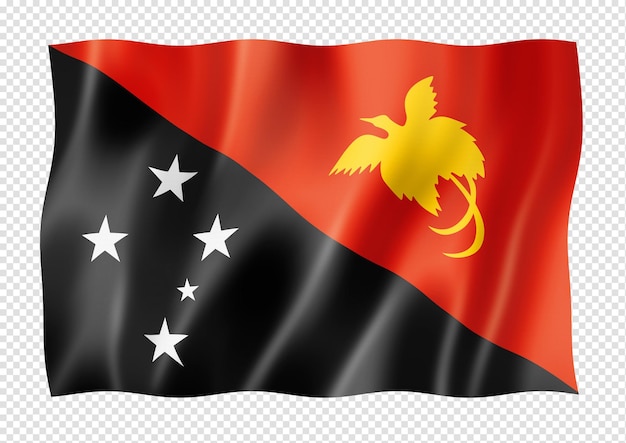 PSD papua-neuguinea-flagge isoliert auf weiß