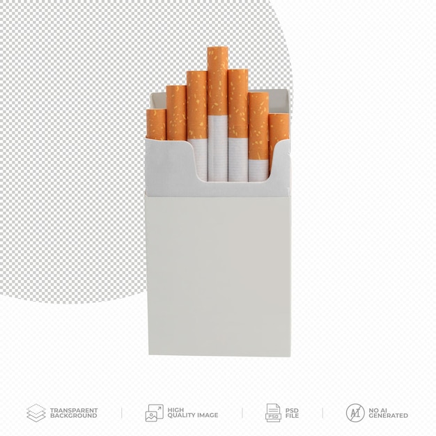 PSD paquet de cigarettes sur fond transparent