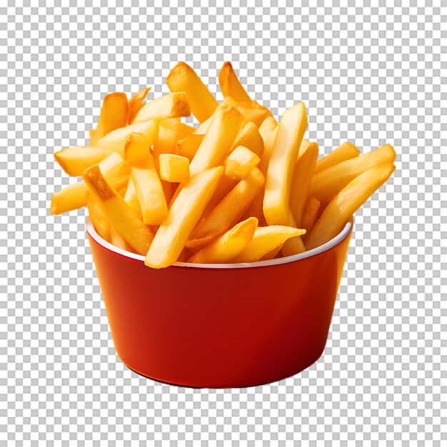 PSD un paquet de frites isolé sur un fond transparent