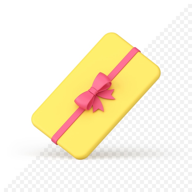 Paquet Mince De Carte-cadeau Mince Jaune Brillant Pour L'icône 3d De Félicitations D'anniversaire D'anniversaire