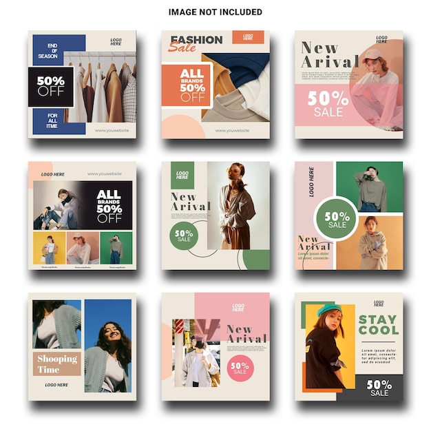 Un paquet de modèles de vêtements de mode pour les médias sociaux