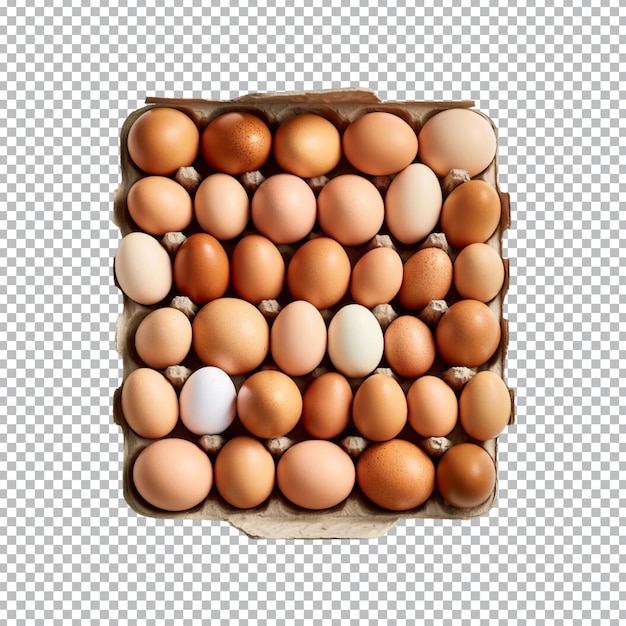 PSD paquet d'œufs stockés dans une ferme isolée sur fond transparent