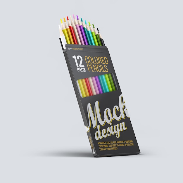 Paquete de 12 lápices de colores MockUp