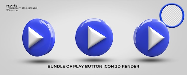 PSD paquete de 3d render icono de botón de reproducción modelo png