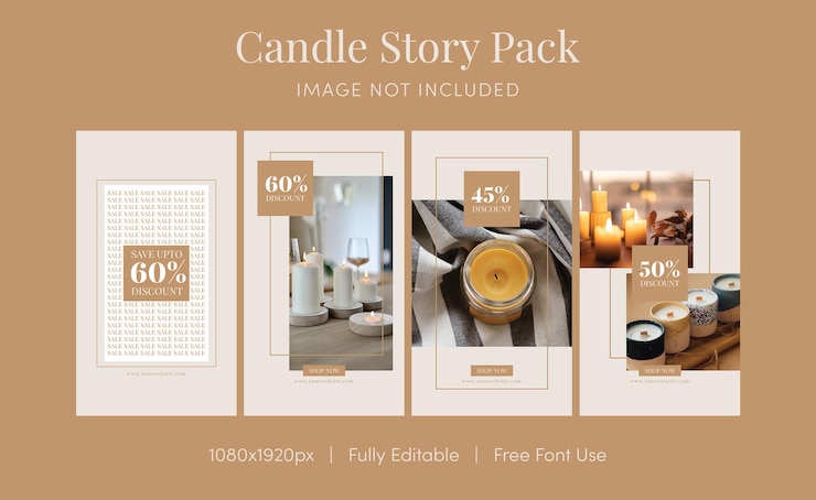 PSD paquete de anuncios de historias de velas